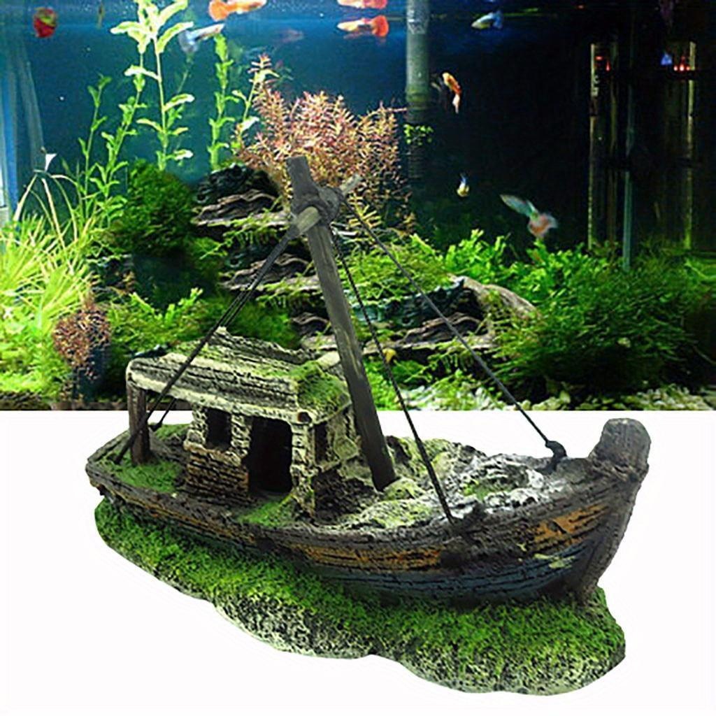 Aquarium Fish Games - Acquario Acquario Paesaggio Wreck Ship Decor
